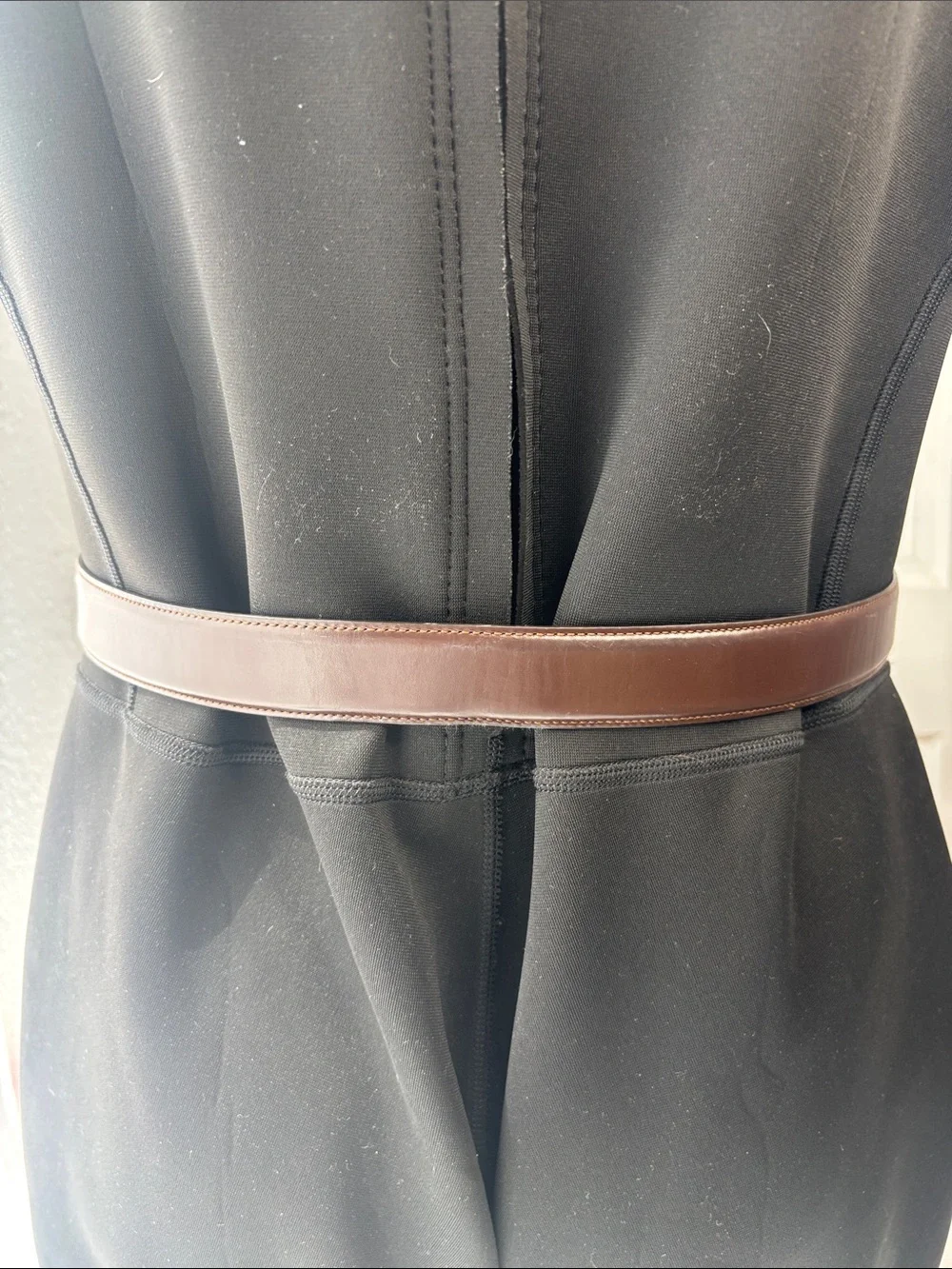 Coach Men's Brown Leather Belt with Gold Buckle
